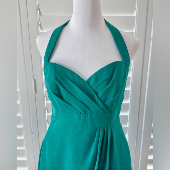 Alfred Angelo Emerald Green Halter Formal Dress Bridesmaid Size 6 - Picture 4 of 10